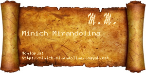 Minich Mirandolina névjegykártya